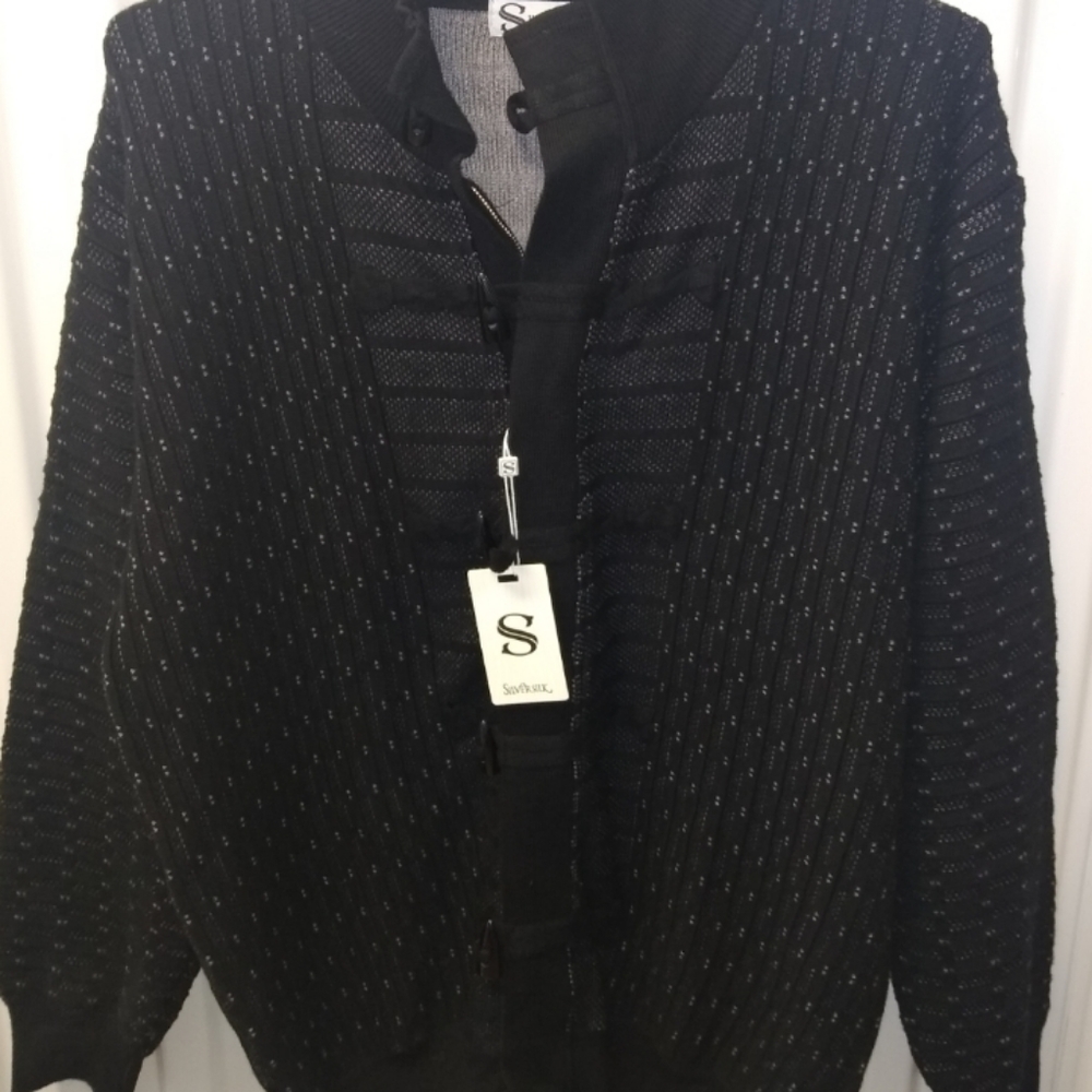 Silversilk Full Zip Knitted Cardigan Toggle Sweater Size XL